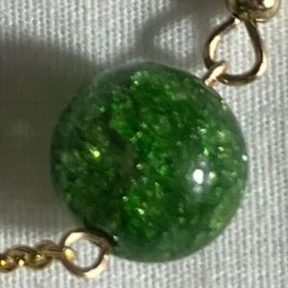 Handcrafted Beaded Semi-Precious Stone and Glass "Soul" Earrings in Emerald - Picture 3 of 8